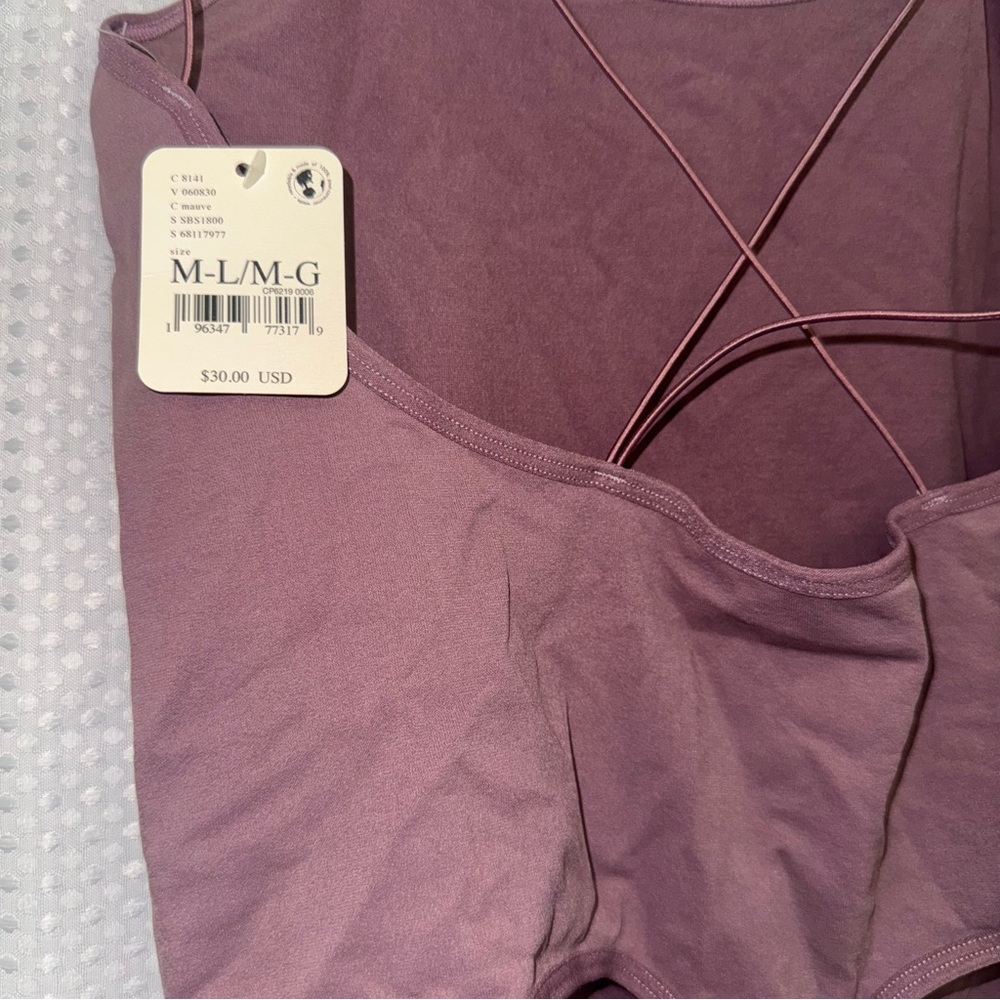 Free People dusty purple strappy back bodysuit M/L NWT - Picture 3 of 5